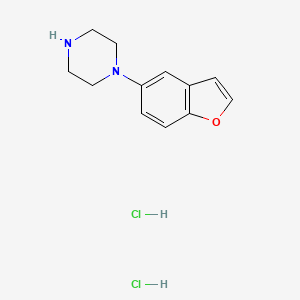 molecular formula C12H16Cl2N2O B2790075 1-(1-Benzofuran-5-yl)piperazine;dihydrochloride CAS No. 2375268-15-6