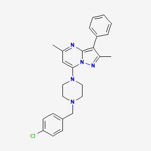 molecular formula C25H26ClN5 B2790081 7-(4-(4-Chlorobenzyl)piperazin-1-yl)-2,5-dimethyl-3-phenylpyrazolo[1,5-a]pyrimidine CAS No. 877621-37-9