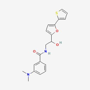 3-(Dimethylamino)-N-[2-hydroxy-2-(5-thiophen-2-ylfuran-2-yl)ethyl]benzamide
