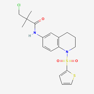 molecular formula C18H21ClN2O3S2 B2790095 3-chloro-2,2-dimethyl-N-(1-thiophen-2-ylsulfonyl-3,4-dihydro-2H-quinolin-6-yl)propanamide CAS No. 942006-96-4
