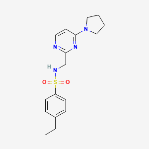 molecular formula C17H22N4O2S B2790098 4-ethyl-N-((4-(pyrrolidin-1-yl)pyrimidin-2-yl)methyl)benzenesulfonamide CAS No. 1797660-07-1