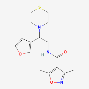 molecular formula C16H21N3O3S B2790111 N-(2-(furan-3-yl)-2-thiomorpholinoethyl)-3,5-dimethylisoxazole-4-carboxamide CAS No. 2034542-32-8