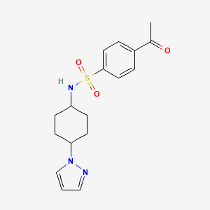 molecular formula C17H21N3O3S B2790112 N-(4-(1H-pyrazol-1-yl)cyclohexyl)-4-acetylbenzenesulfonamide CAS No. 2191267-11-3