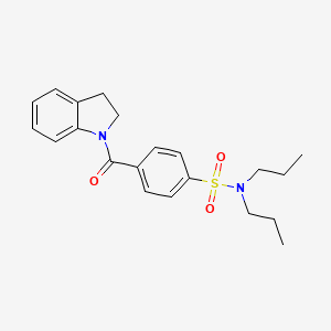 molecular formula C21H26N2O3S B2790117 4-(indoline-1-carbonyl)-N,N-dipropylbenzenesulfonamide CAS No. 392289-94-0