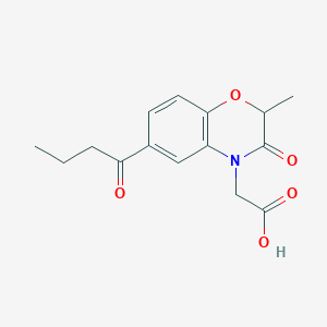 molecular formula C15H17NO5 B2790124 2-(6-butanoyl-2-methyl-3-oxo-3,4-dihydro-2H-1,4-benzoxazin-4-yl)acetic acid CAS No. 1018536-75-8