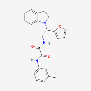 molecular formula C23H23N3O3 B2790134 N1-(2-(furan-2-yl)-2-(indolin-1-yl)ethyl)-N2-(m-tolyl)oxalamide CAS No. 898458-42-9