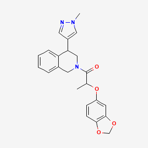 molecular formula C23H23N3O4 B2790137 2-(benzo[d][1,3]dioxol-5-yloxy)-1-(4-(1-methyl-1H-pyrazol-4-yl)-3,4-dihydroisoquinolin-2(1H)-yl)propan-1-one CAS No. 2034534-60-4