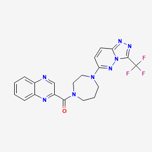 molecular formula C20H17F3N8O B2790142 Quinoxalin-2-yl-[4-[3-(trifluoromethyl)-[1,2,4]triazolo[4,3-b]pyridazin-6-yl]-1,4-diazepan-1-yl]methanone CAS No. 2380187-86-8