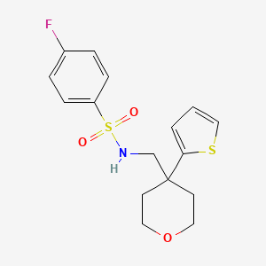 4-fluoro-N-{[4-(thiophen-2-yl)oxan-4-yl]methyl}benzene-1-sulfonamide