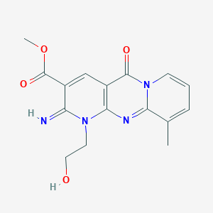 molecular formula C16H16N4O4 B2790150 Methyl 1-(2-hydroxyethyl)-2-imino-10-methyl-5-oxo-1,6-dihydropyridino[2,3-d]py ridino[1,2-a]pyrimidine-3-carboxylate CAS No. 858745-39-8