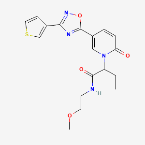 molecular formula C18H20N4O4S B2790162 N-(2-methoxyethyl)-2-[2-oxo-5-[3-(3-thienyl)-1,2,4-oxadiazol-5-yl]pyridin-1(2H)-yl]butanamide CAS No. 1396630-62-8