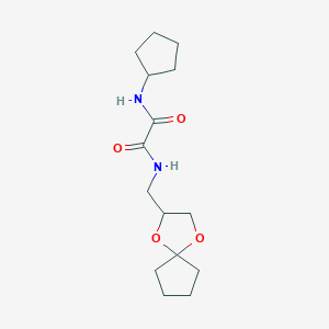 molecular formula C15H24N2O4 B2790163 N1-(1,4-dioxaspiro[4.4]nonan-2-ylmethyl)-N2-cyclopentyloxalamide CAS No. 899982-16-2
