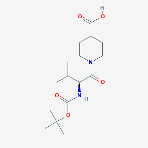 molecular formula C16H28N2O5 B2790168 (S)-1-(2-((tert-butoxycarbonyl)amino)-3-methylbutanoyl)piperidine-4-carboxylic acid CAS No. 956187-28-3