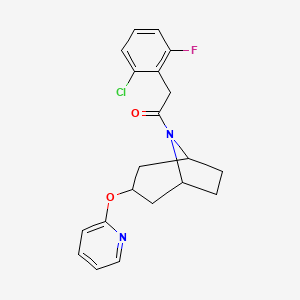 molecular formula C20H20ClFN2O2 B2790172 2-(2-chloro-6-fluorophenyl)-1-((1R,3s,5S)-3-(pyridin-2-yloxy)-8-azabicyclo[3.2.1]octan-8-yl)ethanone CAS No. 2108994-54-1