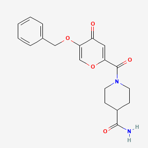 molecular formula C19H20N2O5 B2790173 1-(5-(benzyloxy)-4-oxo-4H-pyran-2-carbonyl)piperidine-4-carboxamide CAS No. 1021134-62-2