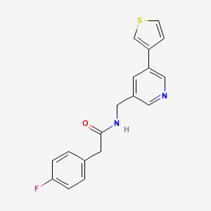 2-(4-fluorophenyl)-N-((5-(thiophen-3-yl)pyridin-3-yl)methyl)acetamide
