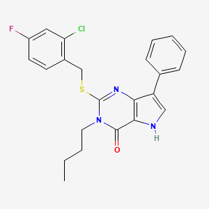 molecular formula C23H21ClFN3OS B2790178 3-butyl-2-((2-chloro-4-fluorobenzyl)thio)-7-phenyl-3H-pyrrolo[3,2-d]pyrimidin-4(5H)-one CAS No. 2034401-43-7