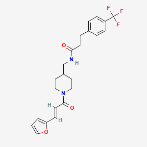 molecular formula C23H25F3N2O3 B2790190 (E)-N-((1-(3-(furan-2-yl)acryloyl)piperidin-4-yl)methyl)-3-(4-(trifluoromethyl)phenyl)propanamide CAS No. 1798413-08-7