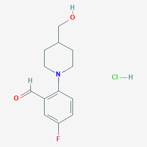 5-Fluoro-2-[4-(hydroxymethyl)piperidin-1-yl]benzaldehyde hydrochloride