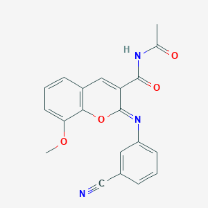 (Z)-N-acetyl-2-((3-cyanophenyl)imino)-8-methoxy-2H-chromene-3-carboxamide