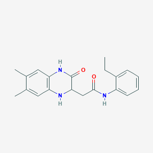 molecular formula C20H23N3O2 B2790218 2-(6,7-dimethyl-3-oxo-1,2,3,4-tetrahydroquinoxalin-2-yl)-N-(2-ethylphenyl)acetamide CAS No. 342615-47-8