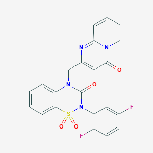 molecular formula C22H14F2N4O4S B2790225 2-(2,5-difluorophenyl)-4-((4-oxo-4H-pyrido[1,2-a]pyrimidin-2-yl)methyl)-2H-benzo[e][1,2,4]thiadiazin-3(4H)-one 1,1-dioxide CAS No. 941899-45-2