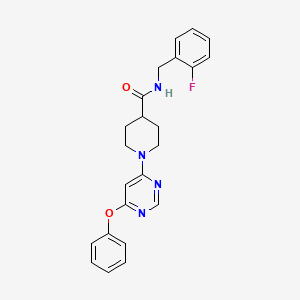 molecular formula C23H23FN4O2 B2790229 N-(2-fluorobenzyl)-1-(6-phenoxypyrimidin-4-yl)piperidine-4-carboxamide CAS No. 1251697-21-8