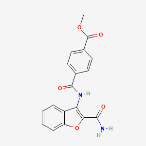 molecular formula C18H14N2O5 B2790233 Methyl 4-[(2-carbamoyl-1-benzofuran-3-yl)carbamoyl]benzoate CAS No. 477295-15-1