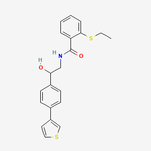 molecular formula C21H21NO2S2 B2790237 2-(ethylthio)-N-(2-hydroxy-2-(4-(thiophen-3-yl)phenyl)ethyl)benzamide CAS No. 2034253-92-2