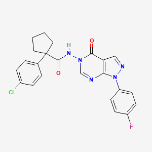 molecular formula C23H19ClFN5O2 B2790240 1-(4-chlorophenyl)-N-(1-(4-fluorophenyl)-4-oxo-1H-pyrazolo[3,4-d]pyrimidin-5(4H)-yl)cyclopentanecarboxamide CAS No. 899966-92-8