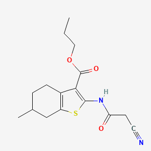 molecular formula C16H20N2O3S B2790247 Propyl 2-[(cyanoacetyl)amino]-6-methyl-4,5,6,7-tetrahydro-1-benzothiophene-3-carboxylate CAS No. 574717-64-9