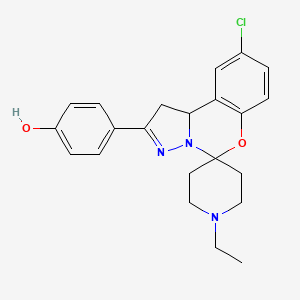 molecular formula C22H24ClN3O2 B2790248 4-(9'-Chloro-1-ethyl-1',10b'-dihydrospiro[piperidine-4,5'-pyrazolo[1,5-c][1,3]benzoxazin]-2'-yl)phenol CAS No. 899983-72-3