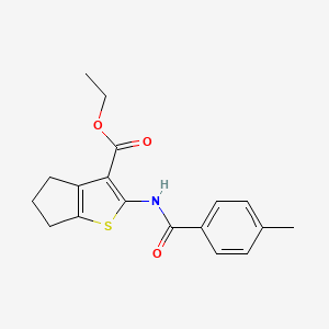 molecular formula C18H19NO3S B2790249 ethyl 2-(4-methylbenzamido)-5,6-dihydro-4H-cyclopenta[b]thiophene-3-carboxylate CAS No. 300826-05-5
