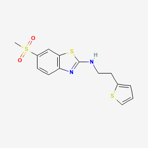 molecular formula C14H14N2O2S3 B2790256 6-(methylsulfonyl)-N-(2-(thiophen-2-yl)ethyl)benzo[d]thiazol-2-amine CAS No. 1219914-30-3