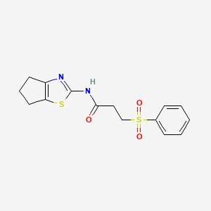 molecular formula C15H16N2O3S2 B2790258 N-(5,6-dihydro-4H-cyclopenta[d]thiazol-2-yl)-3-(phenylsulfonyl)propanamide CAS No. 868676-38-4