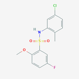 molecular formula C14H13ClFNO3S B279027 N-(5-chloro-2-methylphenyl)-5-fluoro-2-methoxybenzenesulfonamide 