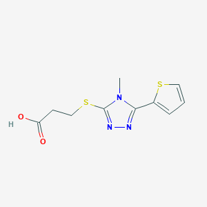molecular formula C10H11N3O2S2 B2790277 3-[(4-methyl-5-thiophen-2-yl-1,2,4-triazol-3-yl)sulfanyl]propanoic Acid CAS No. 675171-28-5