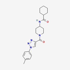 molecular formula C22H29N5O2 B2790287 N-(1-(1-(p-tolyl)-1H-1,2,3-triazole-4-carbonyl)piperidin-4-yl)cyclohexanecarboxamide CAS No. 1251617-25-0