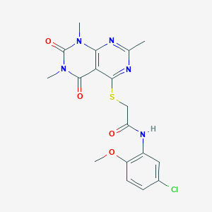 molecular formula C18H18ClN5O4S B2790297 N-(5-chloro-2-methoxyphenyl)-2-(1,3,7-trimethyl-2,4-dioxopyrimido[4,5-d]pyrimidin-5-yl)sulfanylacetamide CAS No. 852168-18-4