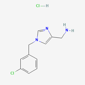 molecular formula C11H13Cl2N3 B2790307 [1-(3-Chlorobenzyl)-1H-imidazol-4-yl]methanamine hydrochloride CAS No. 1439897-80-9