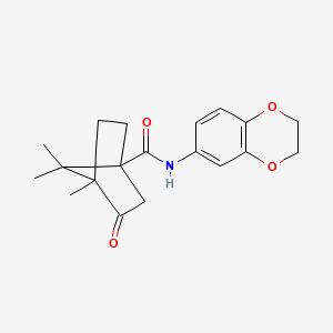 molecular formula C19H23NO4 B2790315 N-(2,3-Dihydro-1,4-benzodioxin-6-YL)-4,7,7-trimethyl-3-oxobicyclo[2.2.1]heptane-1-carboxamide CAS No. 505060-71-9