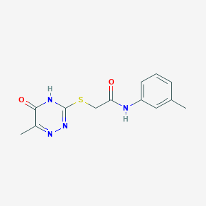 molecular formula C13H14N4O2S B2790322 2-(5-Hydroxy-6-methyl-[1,2,4]triazin-3-ylsulfanyl)-N-m-tolyl-acetamide CAS No. 460726-51-6