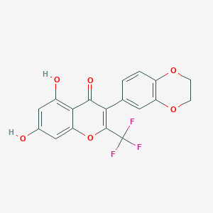3-(2,3-Dihydro-1,4-benzodioxin-6-yl)-5,7-dihydroxy-2-(trifluoromethyl)chromen-4-one