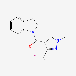 molecular formula C14H13F2N3O B2790328 [3-(Difluoromethyl)-1-methylpyrazol-4-yl]-(2,3-dihydroindol-1-yl)methanone CAS No. 2325048-01-7