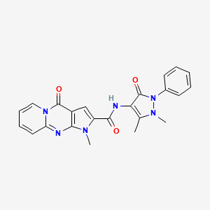 molecular formula C23H20N6O3 B2790335 N-(1,5-dimethyl-3-oxo-2-phenyl-2,3-dihydro-1H-pyrazol-4-yl)-1-methyl-4-oxo-1,4-dihydropyrido[1,2-a]pyrrolo[2,3-d]pyrimidine-2-carboxamide CAS No. 900276-87-1
