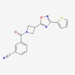3-(3-(3-(Thiophen-2-yl)-1,2,4-oxadiazol-5-yl)azetidine-1-carbonyl)benzonitrile