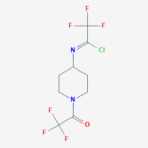 molecular formula C9H9ClF6N2O B2790346 2,2,2-Trifluoro-N-[1-(2,2,2-trifluoroacetyl)piperidin-4-yl]ethanimidoyl chloride CAS No. 2387458-19-5