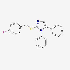 molecular formula C22H17FN2S B2790358 2-((4-fluorobenzyl)thio)-1,5-diphenyl-1H-imidazole CAS No. 1207037-03-3