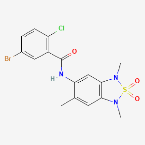 molecular formula C16H15BrClN3O3S B2790359 5-bromo-2-chloro-N-(1,3,6-trimethyl-2,2-dioxido-1,3-dihydrobenzo[c][1,2,5]thiadiazol-5-yl)benzamide CAS No. 2034590-45-7