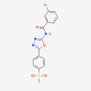 molecular formula C16H12BrN3O4S B2790368 3-bromo-N-(5-(4-(methylsulfonyl)phenyl)-1,3,4-oxadiazol-2-yl)benzamide CAS No. 886909-89-3